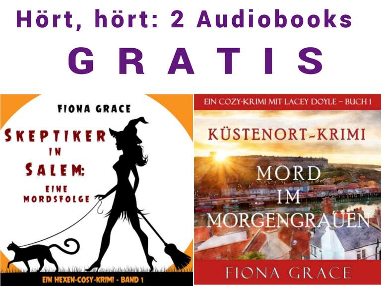 [thalia / ebook.de / apple u.a.] 2x Cozy-Krimi gratis (Hörbuch / MP3) "Mord im Morgengrauen" & "Skeptiker in Salem: Eine Mordsfolge"