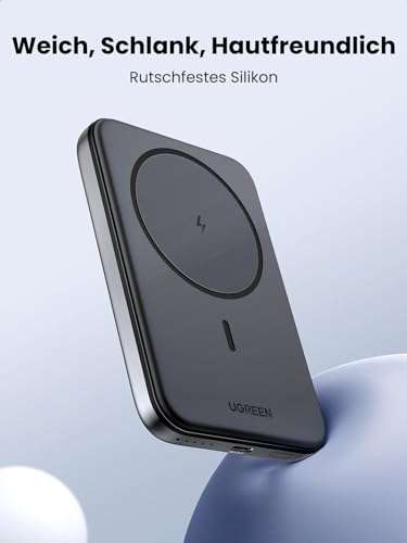 [Amazon Prime] UGREEN Nexode Wireless Powerbank, 5000 mAh, USB-C Schnellladefunktion, MagSafe (Schwarz)