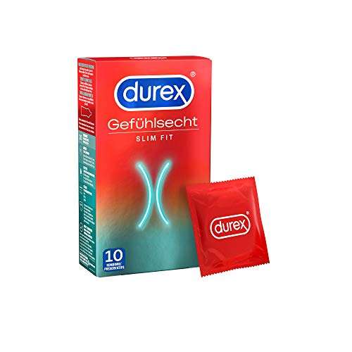 Durex Gefühlsecht Slim Fit Kondome - Hauchzart & dünn - Kondome mit schmaler Passform - 1 x 10 Stück - für 4,15€ (Prime)