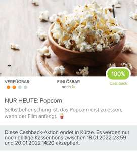 Marktguru 100% Cashback auf Popcorn max. 1,50 Euro