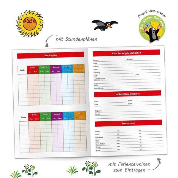 Hausaufgabenheft Grundschule Der Kleine Maulwurf für 4,99€ inklusive Versand bei Bol.de