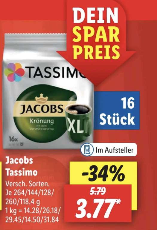 [Lidl] Tassimo Jacobs Kapseln im Angebot