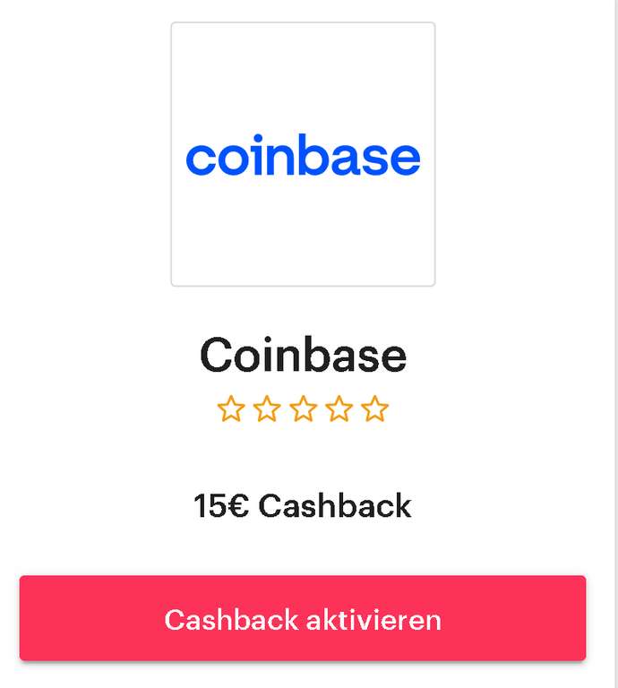 [Coinbase + Shoop] 15€ Cashback für die valide Anmeldung bei Coinbase und Durchführung von mindestens einem validen Trade; Neukunden