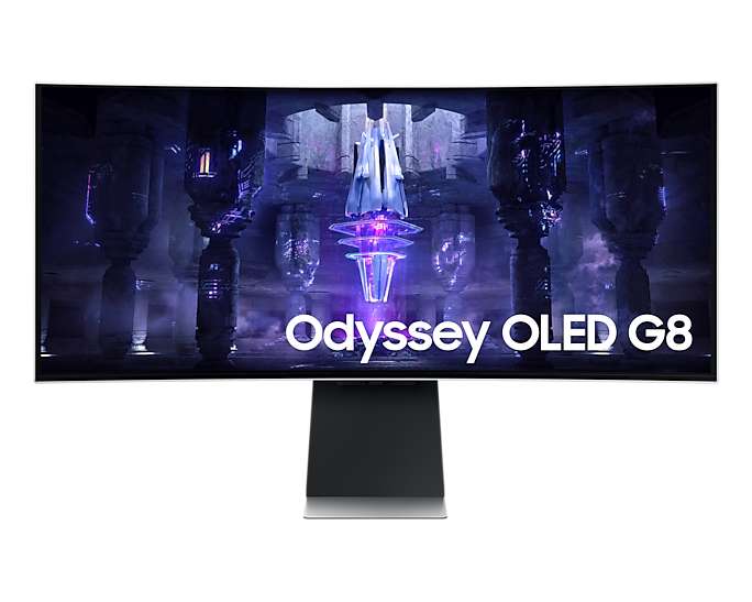 [Unidays] Vorbestellung Samsung Odyssey G8 G85SB 175 Hz 34 Zoll UWQHD 3440 x 1440 OLED Monitor mit Portable SSD T7 2TB rot für 1349€
