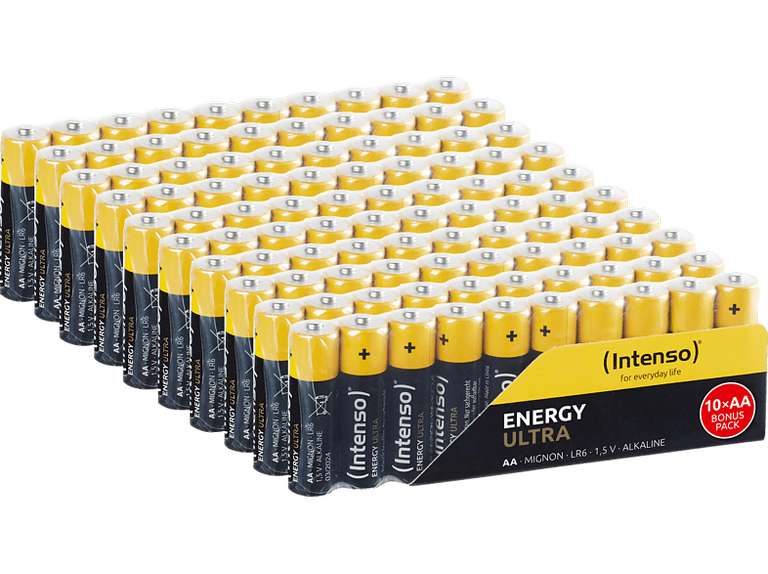INTENSO 7501920MP ENERGY ULTRA AA LR6 100PCS PACK Alkaline Manganese (Quecksilberfrei) Batterien, 1.5 V Volt, 2600 mAh