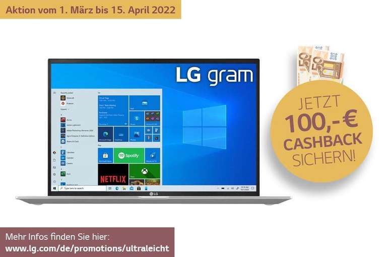 LG gram 16 + 100€ Cashback (16", 2560x1600, IPS, 99% DCI-P3, i7-1165G7, 16GB/1TB, 2x TB4, 80Wh, Win11, 1.19kg)