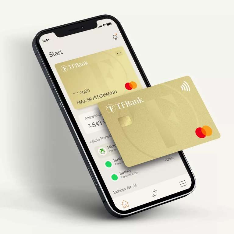 [Check24] TF Bank kostenlose TF Mastercard Gold mit 70€ Bonus | inkl. Reiseversicherung | weltweit gebührenfrei bezahlen (Neukunden)