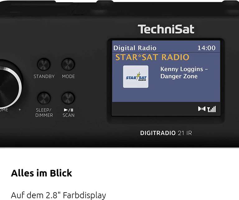 TechniSat DigitRadio 21 IR Hybrid-Unterbauradio (2W, DAB+, UKW, Internetradio, Bluetooth, AUX-In, 2.8" Display, Netzbetrieb, 225x72x151mm)