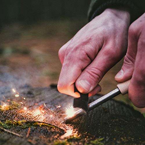 BUSHGEAR Woodz - Feuerstahl mit Handmade Griff - 8, 10 oder 12 mm Dicke - Traditioneller Feuerstarter (Prime)