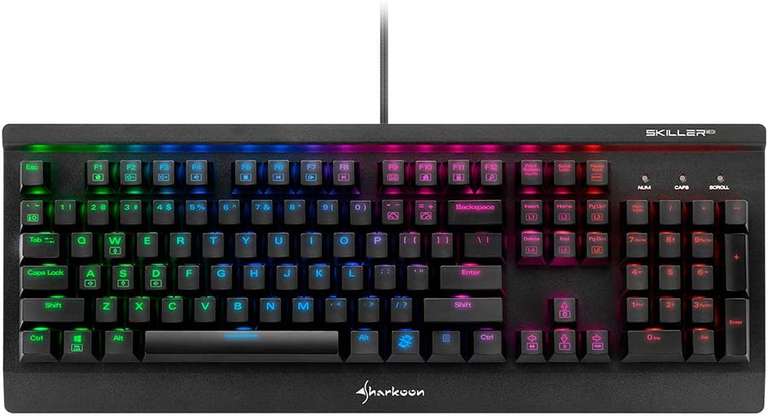 [US-Layout] Sharkoon Skiller Mech SGK3 Mechanische Tastatur (QWERTY, Kailh BLUE, RGB-Beleuchtung, Metallgehäuse, 1.8m USB-Kabel)