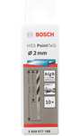 Bosch Professional 10 Stück Ø 2 mm HSS Spiralbohrer PointTeQ (für Metall, 2 x 24 x 49 mm, Zubehör Bohrschrauber) PRIME