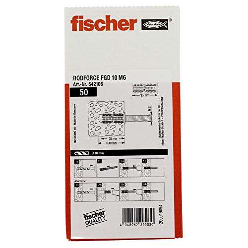 Fischer 50x Gewindestangendübel RodForce FGD M6 x 35 für 4,49€ (Prime)