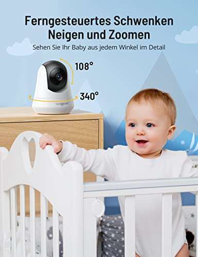 PARIS RHÔNE Babyphone mit Kamera 720P, Video Baby Monitor