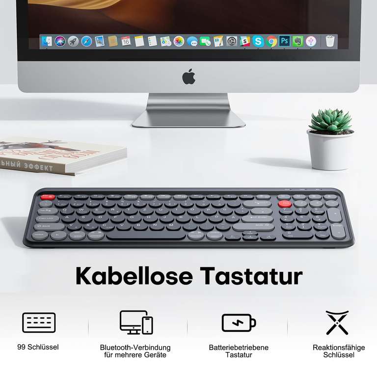 TECURS Kabellos Tastatur Bluetooth