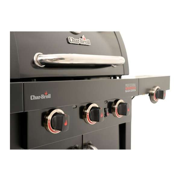 Char-Broil Professional Black Edition 3500 TRU-Infrared Grillsystem, 3-Brenner aus Edelstahl, Seitenbrenner, Surefire elektronische Zündung