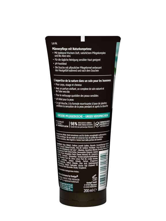 Kneipp MEN 3 in 1 Pflegedusche Sensitiv  Bio Aloe Vera, 200 ml bei Amazon  at Amazon - 1,95 | mydealz