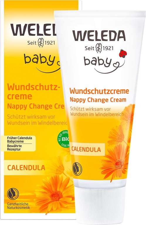 WELEDA Bio Baby Calendula Wundschutzcreme 75ml - Naturkosmetik - Windelcreme für empfindliche Babyhaut [PRIME/Sparabo; für 4,66€ bei 5 Abos]