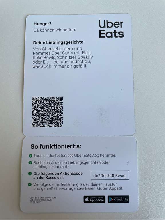 20€ Rabatt bei Uber Eats (Neukunden)