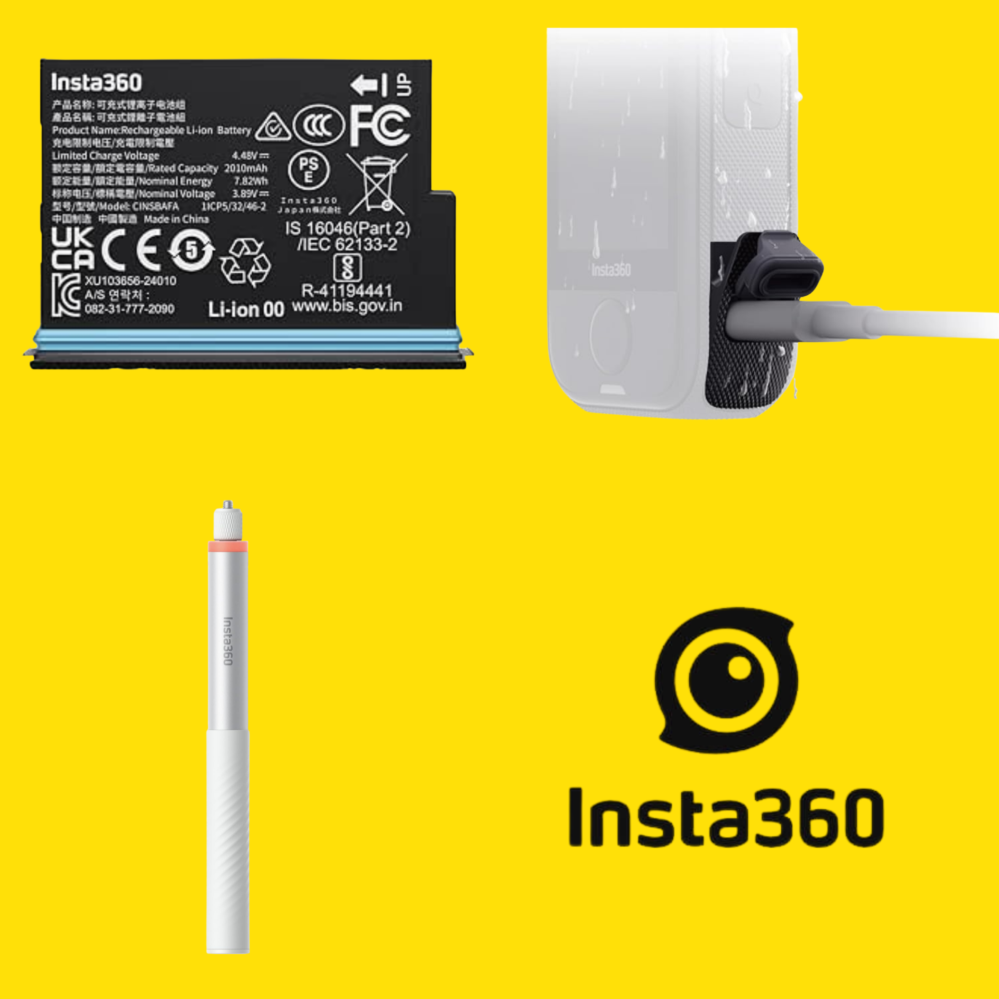 Insta360 Zubehör-Sale bei Amazon | z.B. Unsichtbarer Selfie-Stick 114 cm Weiß für 14,99 € (Prime) – auch X4 Air Akku, Ace Pro Grip Kit uvm.