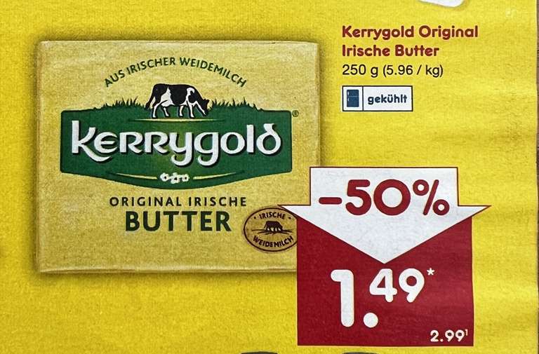 [Netto MD] Kerrygold Original Irische Butter 250g für 1.49€ | gültig am Freitag 28.04.23