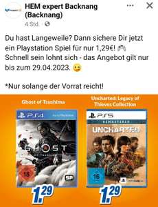 (Lokal Expert Backnang) Ghost of Tsushima (PS4) und Uncharted Remastered (PS5)