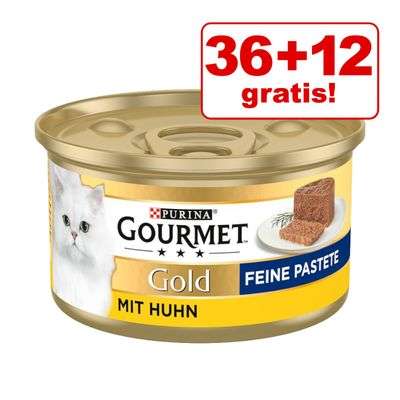 Katzennassfutter Gourmet Gold 36 + 12 gratis! 48 x 85 g bei ZOOPLUS ab 19,49€ versandkostenfrei