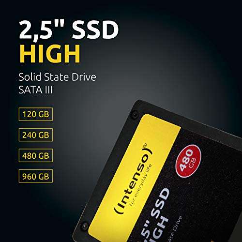 Intenso Interne 2,5" SSD SATA III High, 240 GB, 520 MB/Sekunden für 15,50€ (Prime/Nbb Abh)