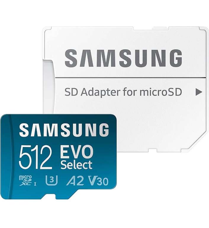 Samsung EVO Select 512GB microSDXC UHS-I U3 130MB/s Full HD & 4K UHD Speicherkarte inkl. SD-Adapter (MB-ME512KA/EU) PRIME
