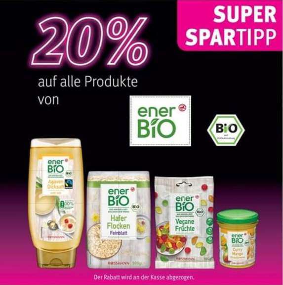 20% auf alle Bio Produkte Enerbio bei Rossmann + 10% auf alles (30.05. - 02.06.)
