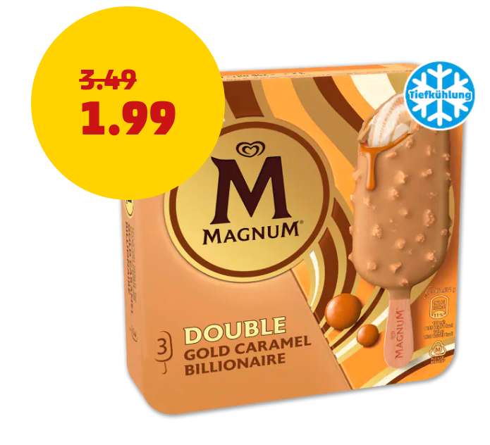 Penny LANGNESE Magnum 3er Pack, Double Cold Caramel oder Collection White Chocolate Coconut & Almonds