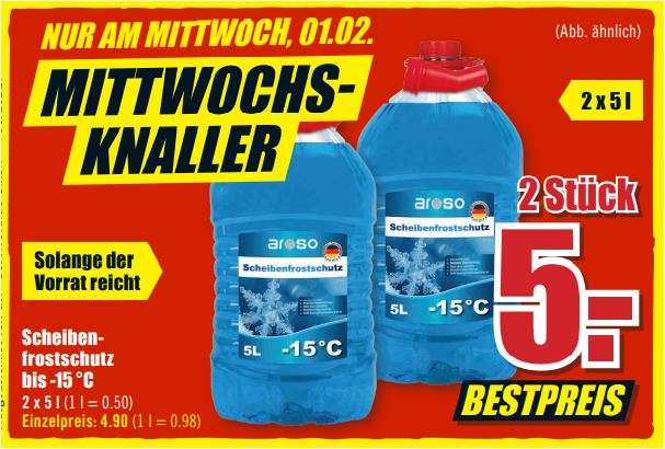 2 X 5 Liter Scheibenfrostschutz bis -15 °C für 5 Euro [ B1-Discount / nur am 01.02. ]