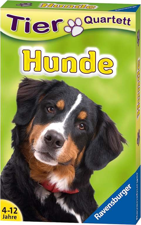[Prime] Ravensburger 20420 - Tierquartett Hunde, Klassiker für 3-6 Spieler ab 4 - 12 Jahre, 32 Hunderassen