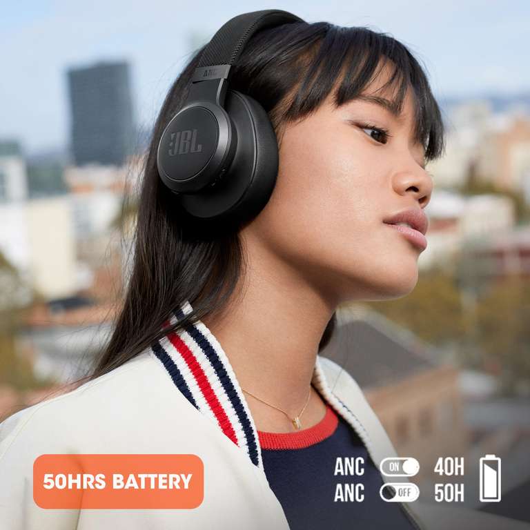 JBL Live 660NC kabelloser Over-Ear Bluetooth-Kopfhörer in Schwarz – Mit Noise-Cancelling und Sprachassistent