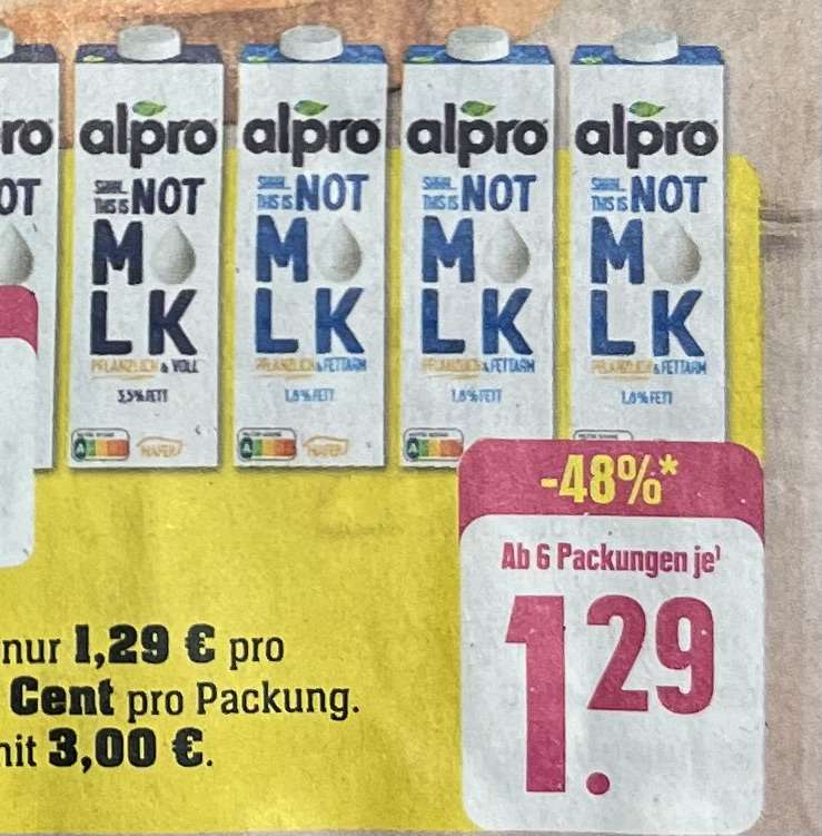 [EDEKA] Alpro Not Milk (Haferdrink) 1L 1,8% oder 3,5% Fett für 1,29€/Stück