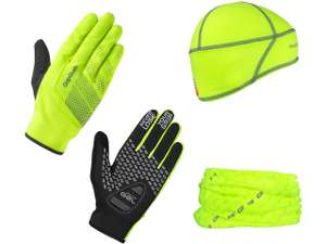 GripGrab Hi-Vis Cycling Essentials Geschenkset 3-teilig (Unterhelm-Mütze, Schlauchtuch, Handschuhe)