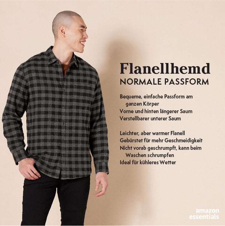 Amazon Essentials Herren Langarmhemd aus Flanell (in Übergröße erhältlich) [Prime]