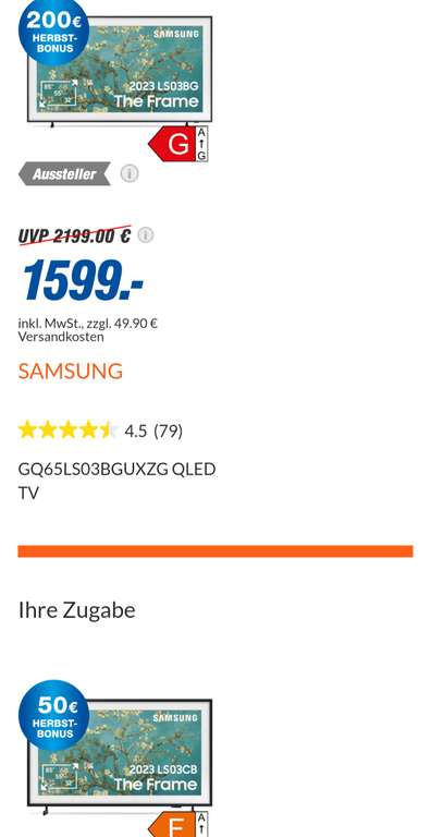 Samsung the Frame TV 65 Zoll kaufen, 2. TV gratis dazu erhalten + 150€ Cashback möglich Bundels auch mit 75 und 55 Zoll