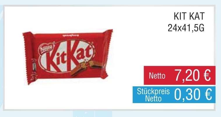 [Lokal Berlin][Gewerbe] KitKat 24x41G 7,20€; Jack Daniels 0,7l 12,99€ net, Großhändler für Süßwaren, Tabakwaren und Spritiousen