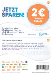 [OFFLINE] 2,00€ Rabatt-Coupon für den Kauf von Sensodyne oder ProSchmelz Produkten im Wert von mind. 6€
