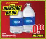 5 Liter Etoile Mineralwasser, still für 80 Cent [B1 Discount, am Di 06.06.]