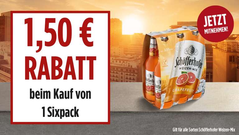 [Scondoo] 1,50€ Cashback für Schöfferhofer Weizen-Mix 6er-Pack (alle Sorten)