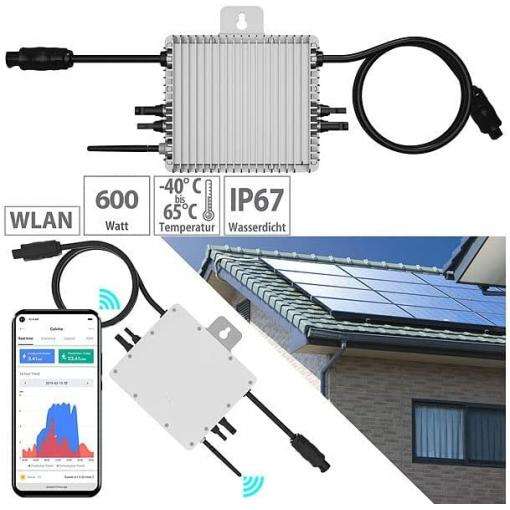 Deye 600W SUN600G3-EU-230 Micro-Wechselrichter mit WLAN für 2 Solarmodule für Mini-PV Balkonkraftwerk