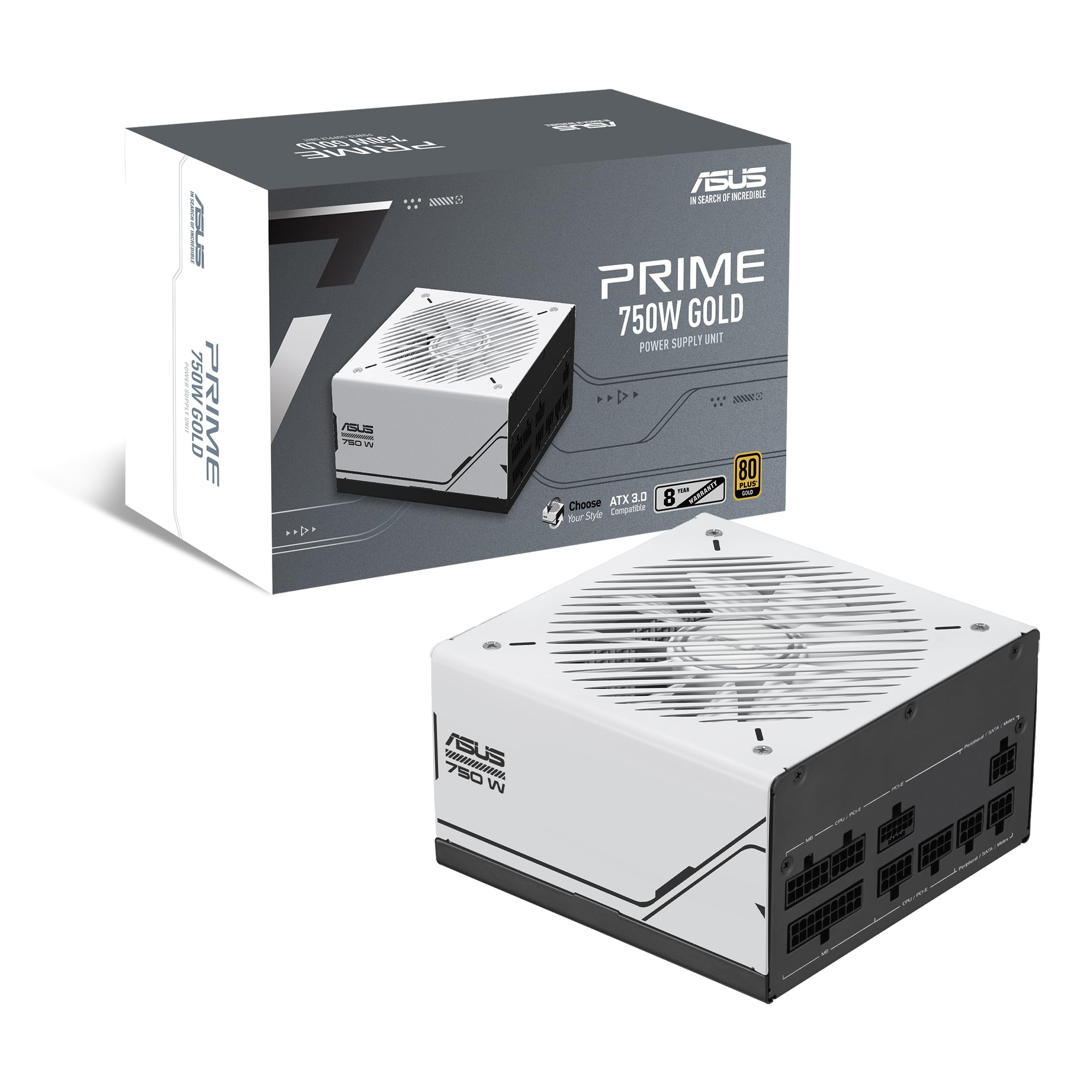 ASUS Prime 750W 80 PLUS Gold Zertifizierung Netzteil | Schwarz/Weiß