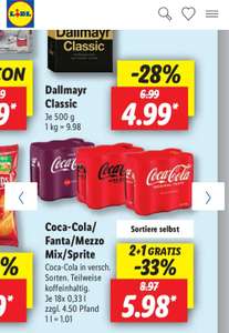 [Lidl] Coca Cola 18x 0,33l Dosen für nur 5,98€ zzgl. Pfand