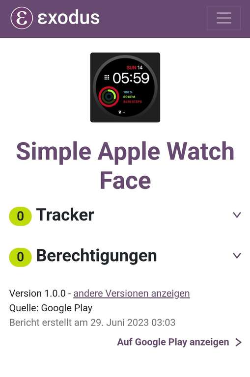 (Google Play Store) Simple Apple Watch Face (WearOS Watchface, digital)