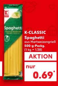 Spaghetti 500g Hartweizengrieß von K Classic nach allgemeiner Preissenkung nun gleich noch im Angebot