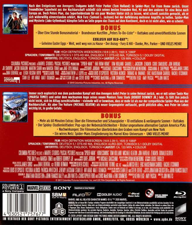 Blu-ray Doppelset | Spider-Man: Far from Home & Spider-Man: Homecoming