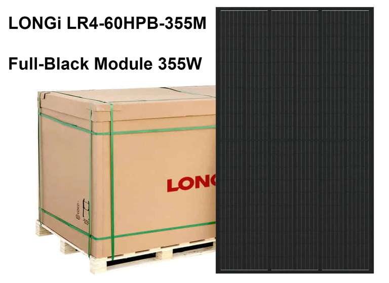 30x LONGi LR4-60HPB-355M Full-Black 355W Solarmodul Photovoltaik (43,30€/Stück Abholung 1299€)
