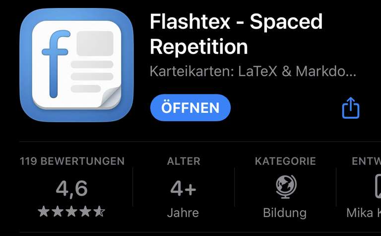 [iOS] Flashtex - Karteikarten-App - kostenloser Unlimited-IAP statt 3,99 €