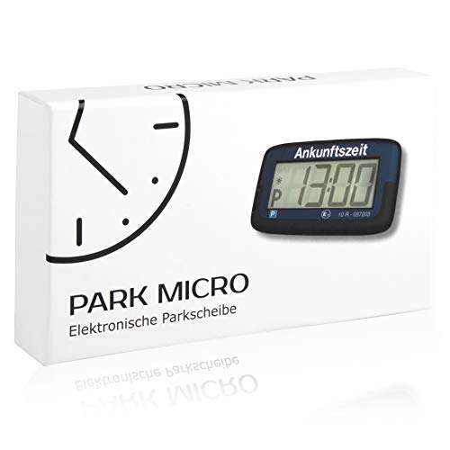 [Prime] Needit Park Micro elektronische Parkscheibe mit Zulassung I Digitale Parkuhr Mikro blau mit Batterie u. Montage Zubehör